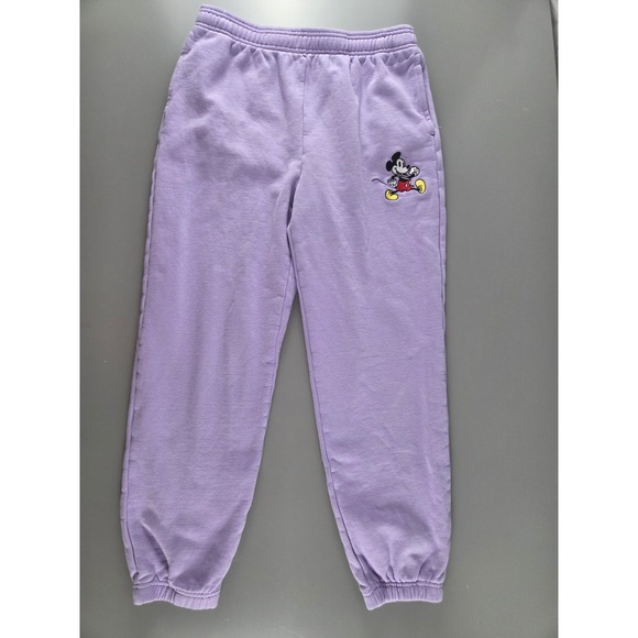 Disney Mickey Mouse Purple Lilac 100% Cotton Jogger Sweatpants, Sz M - Picture 2 of 10